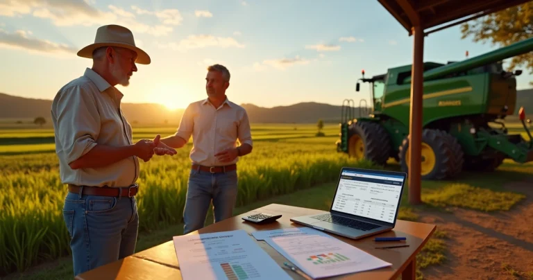 Produtor rural analisando consórcio para compra de trator e fazenda